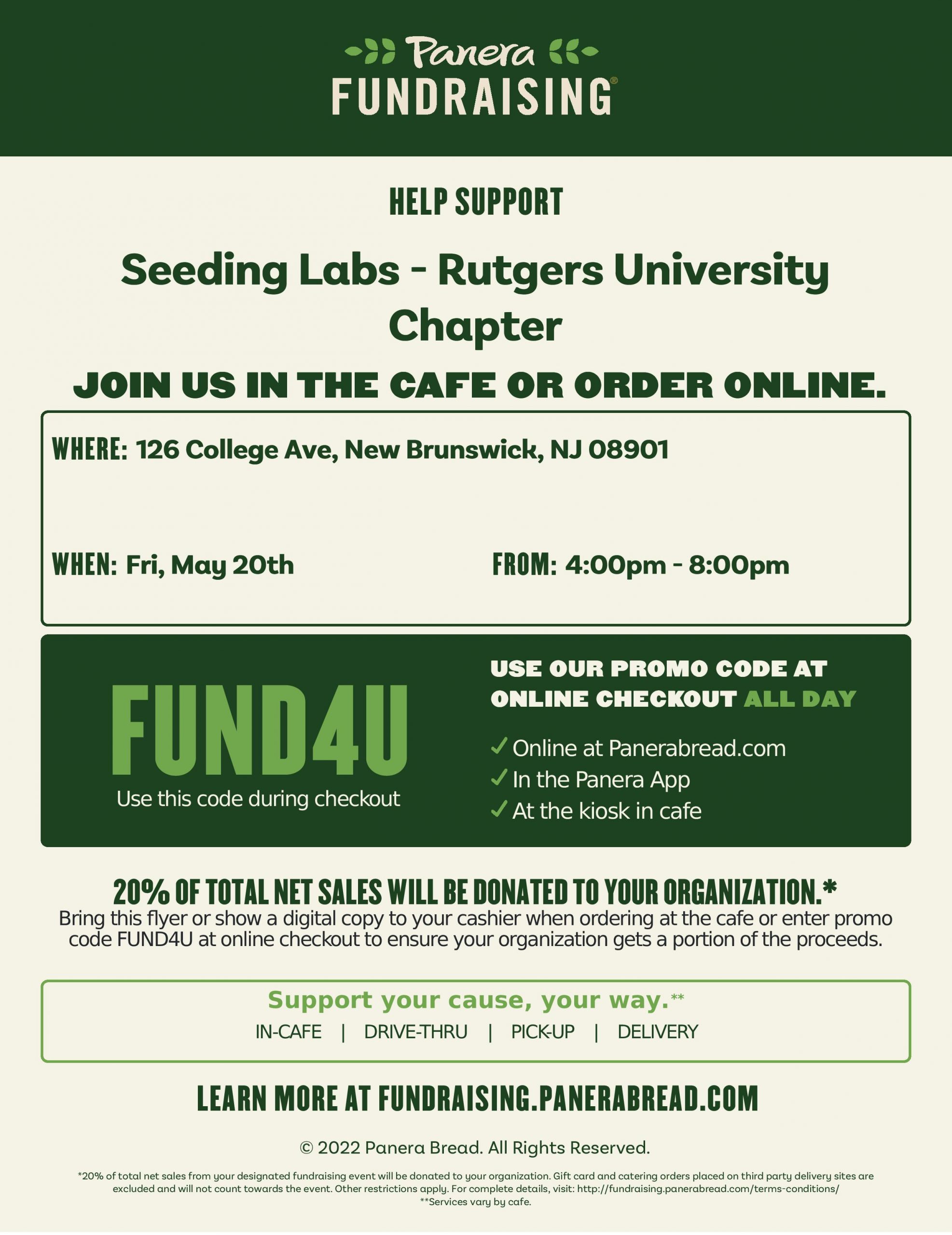 Rutgers Seeding Labs x Panera Fundraiser – Graduate Student Association